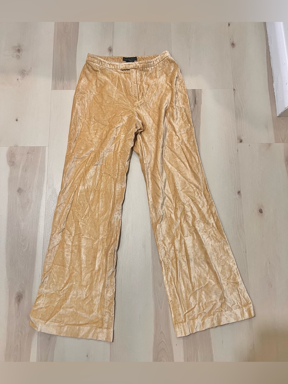 Banana Republic Y2K Women Size 0 XS Gold Crushed Velvet Wide Leg Pants